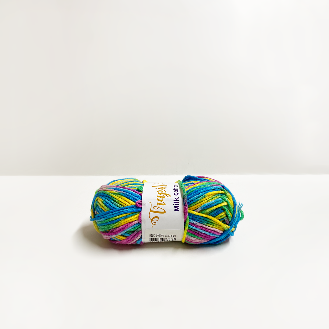 Lana Matizada Milk Cotton 50 gramos Verde Celeste Morado y Amarillo