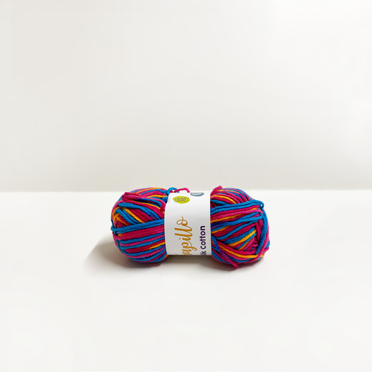 Lana Matizada Milk Cotton 50 gramos Fucsia Azul y Naranja