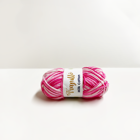 Lana Matizada Milk Cotton 50 gramos Blanco Fucsia Rosado