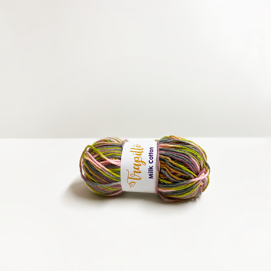 Lana Matizada Milk Cotton 50 gramos Rosa Gris Verde y Beige