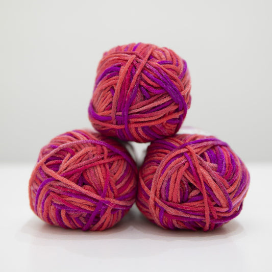 Lana Matizada Milk Cotton 50 gramos Rosa Rojo Morado